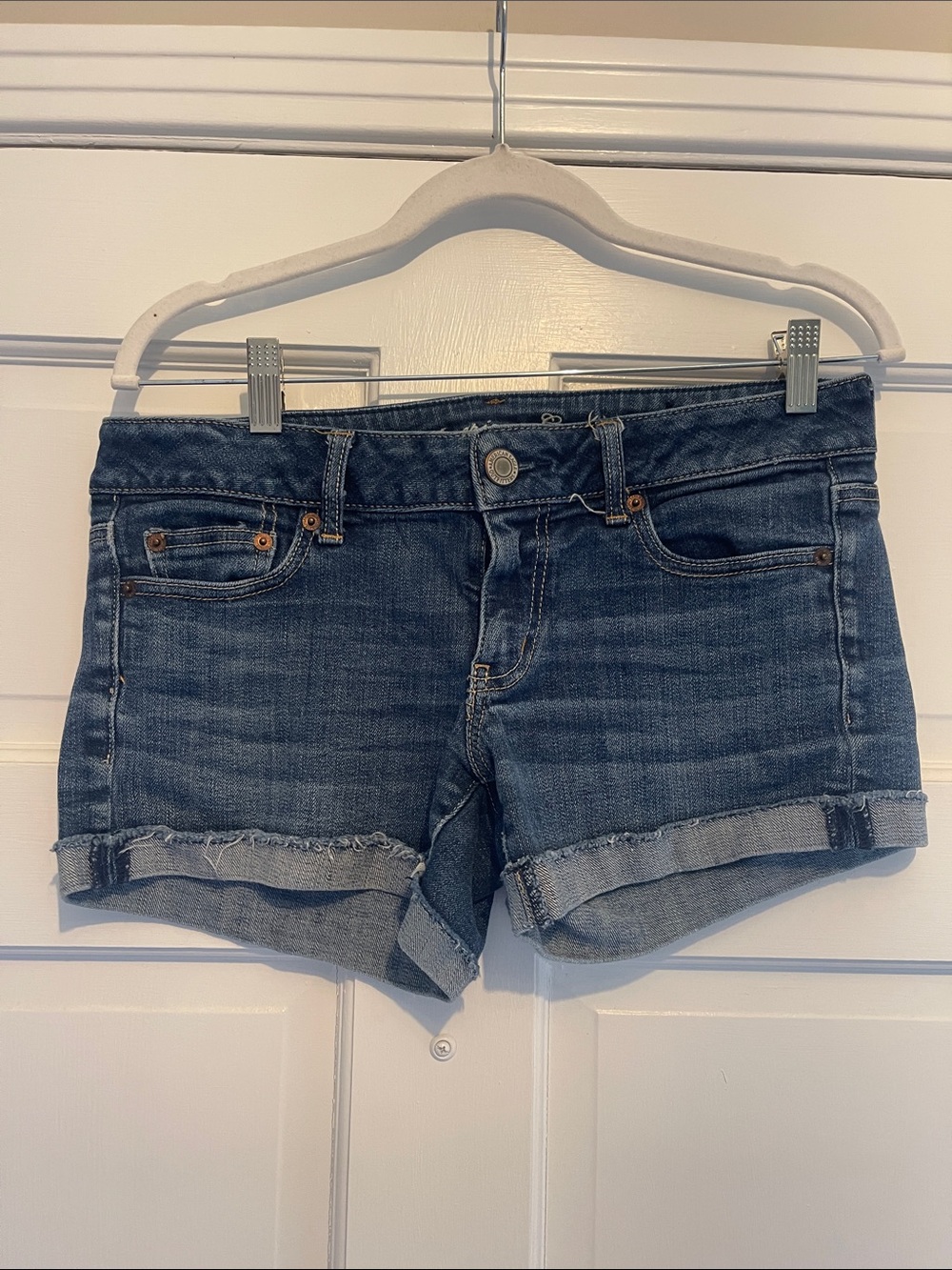 American Eagle Outfitters Dark Blue Rolled Cuffed Denim Shorts